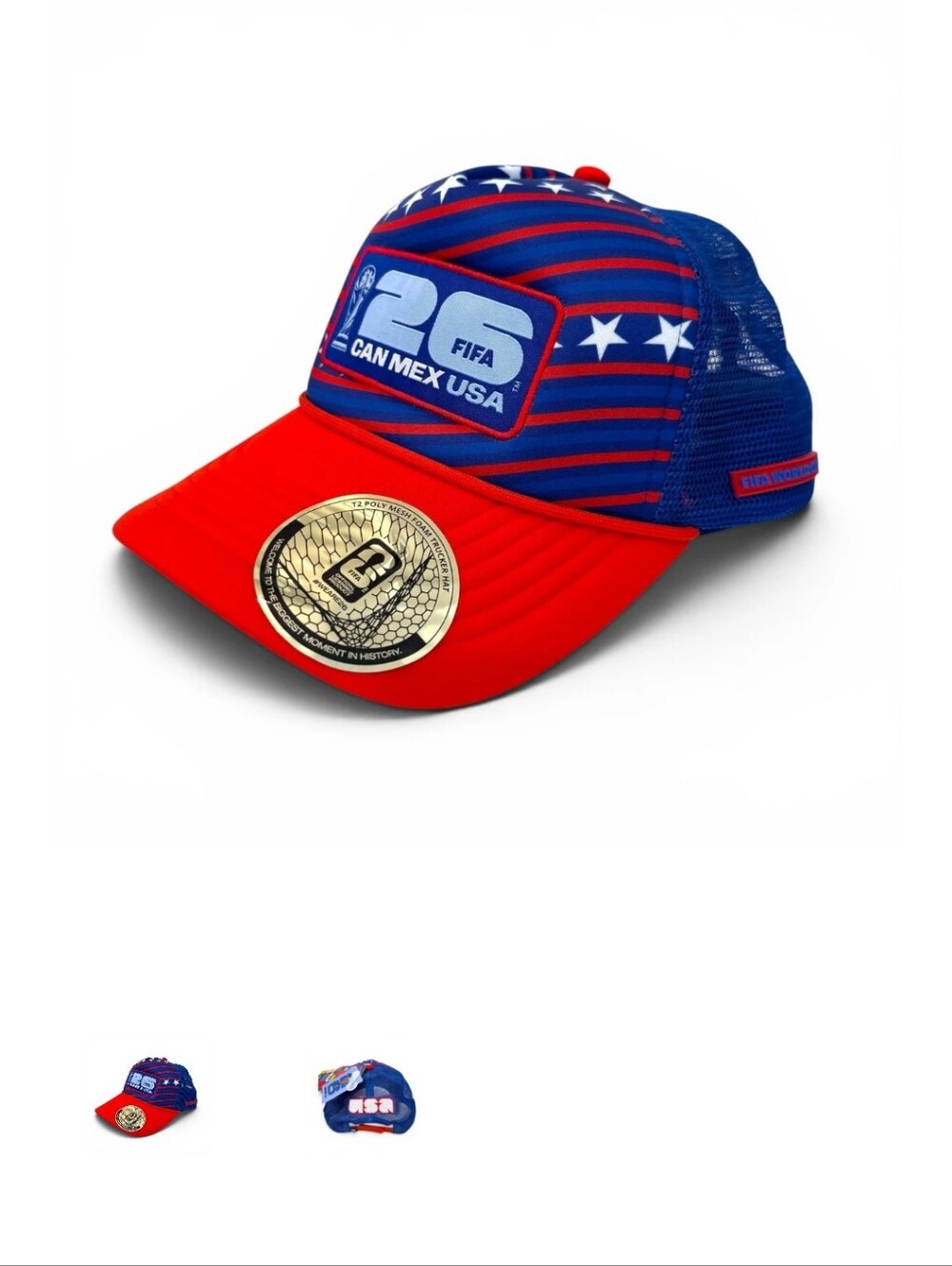 FIFA CAN MEX USA Red & Blue Trucker Hat